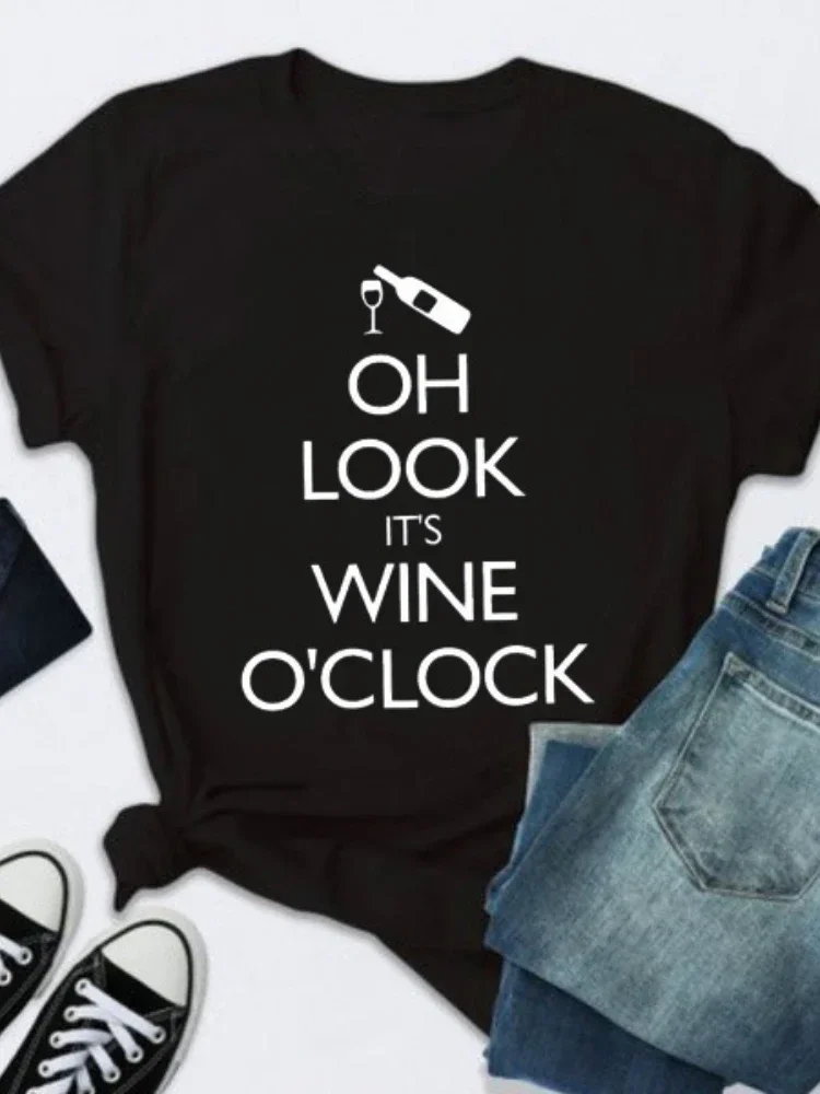 It's Wine O'clock Letter Print T Shirt Women Short Sleeve O Neck Loose Tshirt Ladies Summer Women Tee Shirt Tops Camisetas Mujer
It's Wine O'clock Letter Print T Shirt Women Short Sleeve O Neck Loose Tshirt Ladies Summer Women Tee Shirt Tops Camisetas Mujer