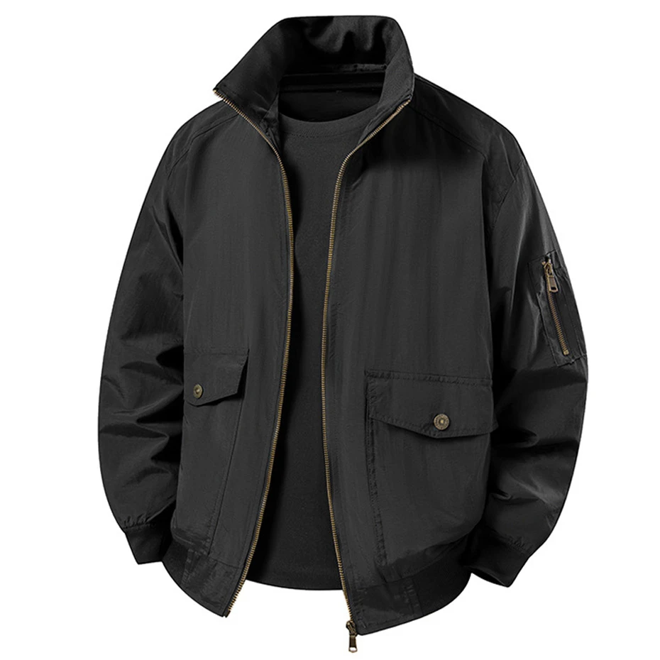 Spring Autumn Jackets Men Solid Color Cargo Jacket Fashion Casual Coat Jacket Black Outdoor Outerwear
Spring Autumn Jackets Men Solid Color Cargo Jacket Fashion Casual Coat Jacket Black Outdoor Outerwear
