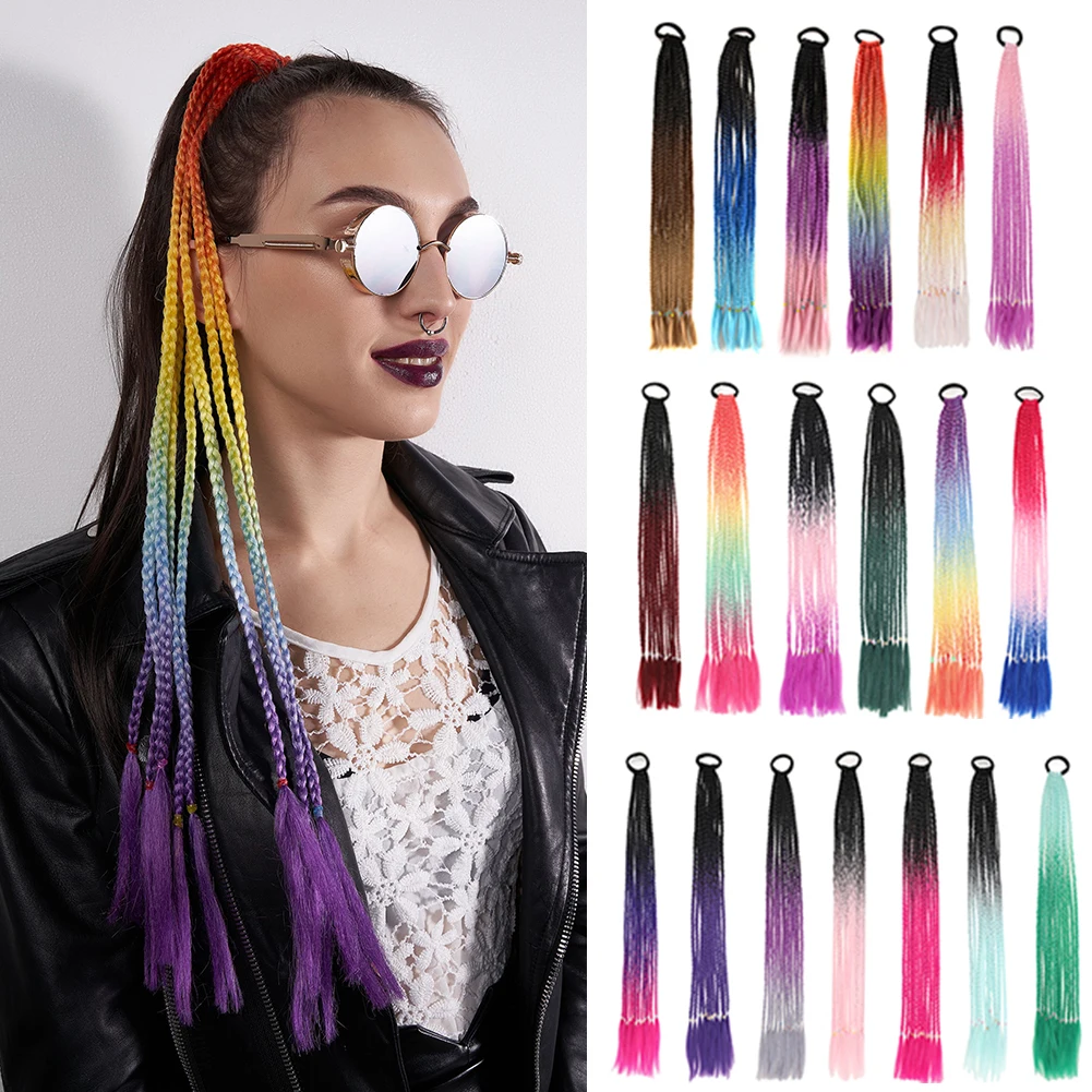 1pColorful Braided Ponytail Synthetic Hair Extension 24 Inches Rainbow Color Braids Pony Tail with Elastic Band for Women Girls
1pColorful Braided Ponytail Synthetic Hair Extension 24 Inches Rainbow Color Braids Pony Tail with Elastic Band for Women Girls