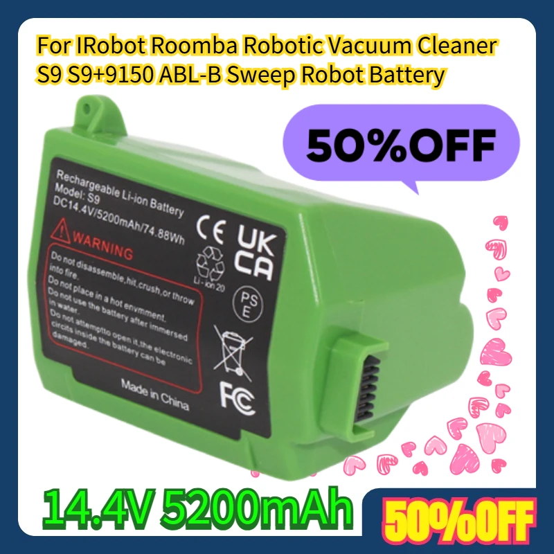 For IRobot Roomba Robotic Vacuum Cleaner S9 S9+9150 ABL-B 14.4V 5200mAh Sweep Robot Battery
For IRobot Roomba Robotic Vacuum Cleaner S9 S9+9150 ABL-B 14.4V 5200mAh Sweep Robot Battery