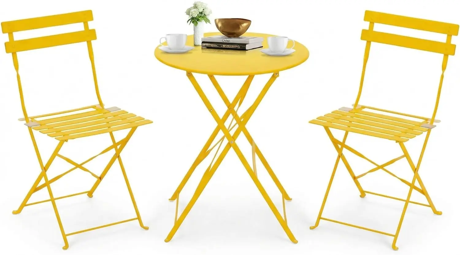 3-Piece Bistro Table and Chairs, Wrought Iron Bistro Set, Anti-Rust, Waterproof Folding Cafe Table
3-Piece Bistro Table and Chairs, Wrought Iron Bistro Set, Anti-Rust, Waterproof Folding Cafe Table