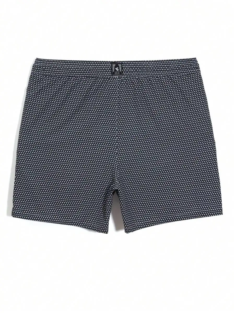 Mens Geometric Print Drawstring Waist Loose Beach Shorts Black White
Mens Geometric Print Drawstring Waist Loose Beach Shorts Black White