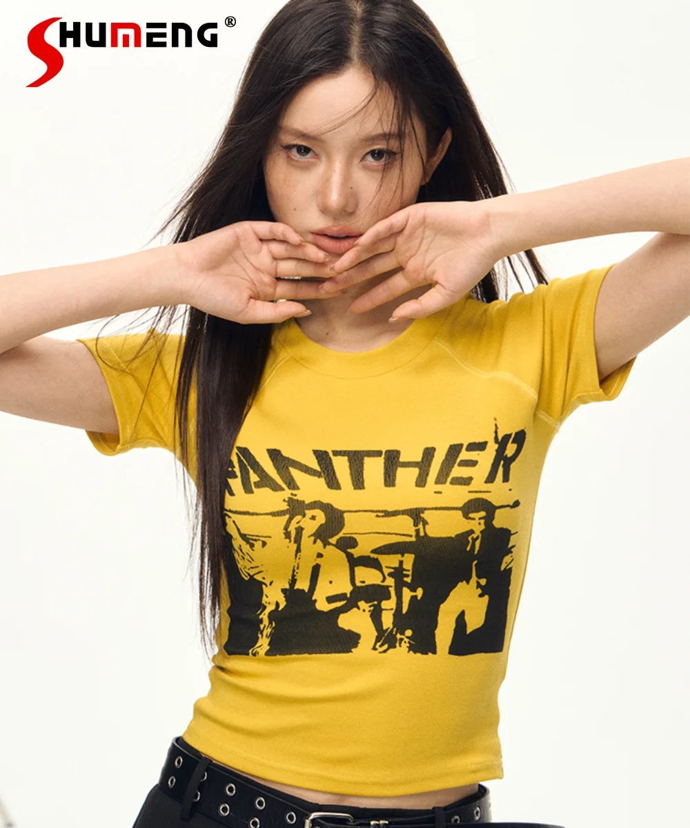 Hot Girl Streetwear Fashion Yellow Print T-shirt Women Summer New Fashion Slim Fit Temperament All-Match Tees Korean Y2k Tops
Hot Girl Streetwear Fashion Yellow Print T-shirt Women Summer New Fashion Slim Fit Temperament All-Match Tees Korean Y2k Tops