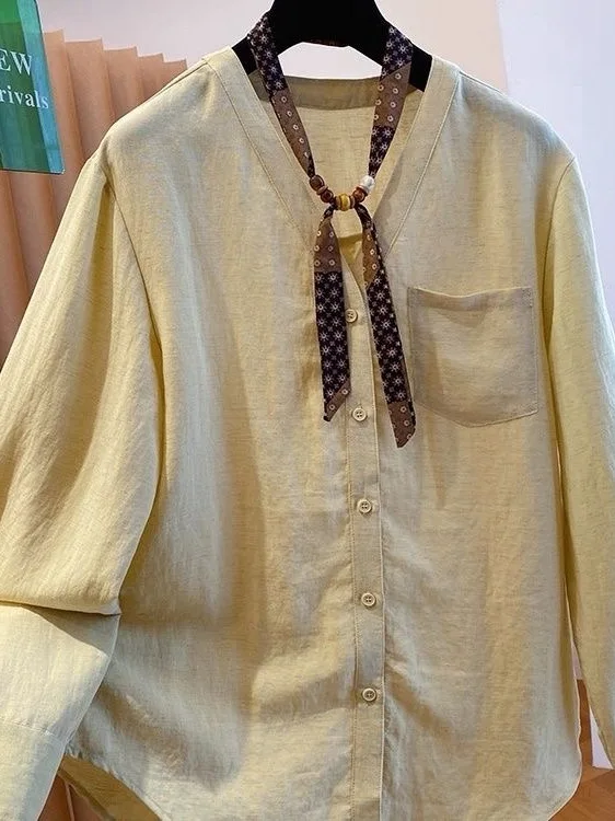plus Size Women's Linen Shirt Spring Summer Thin Loose V-Neck Long Sleeve Sun Protection Small Shirt Comfortable Casual Wear
plus Size Women's Linen Shirt Spring Summer Thin Loose V-Neck Long Sleeve Sun Protection Small Shirt Comfortable Casual Wear