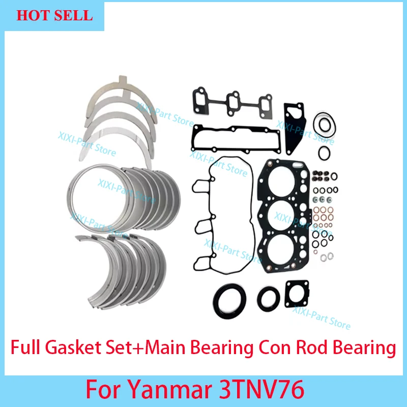 3TNV76 For Yanmar Main Connecting Rod Bearing Full Gasket Set Kit Head Gasket Piston Ring 76*1.5HK+1.5+3 Overhaul Rebuild Kit
3TNV76 For Yanmar Main Connecting Rod Bearing Full Gasket Set Kit Head Gasket Piston Ring 76*1.5HK+1.5+3 Overhaul Rebuild Kit