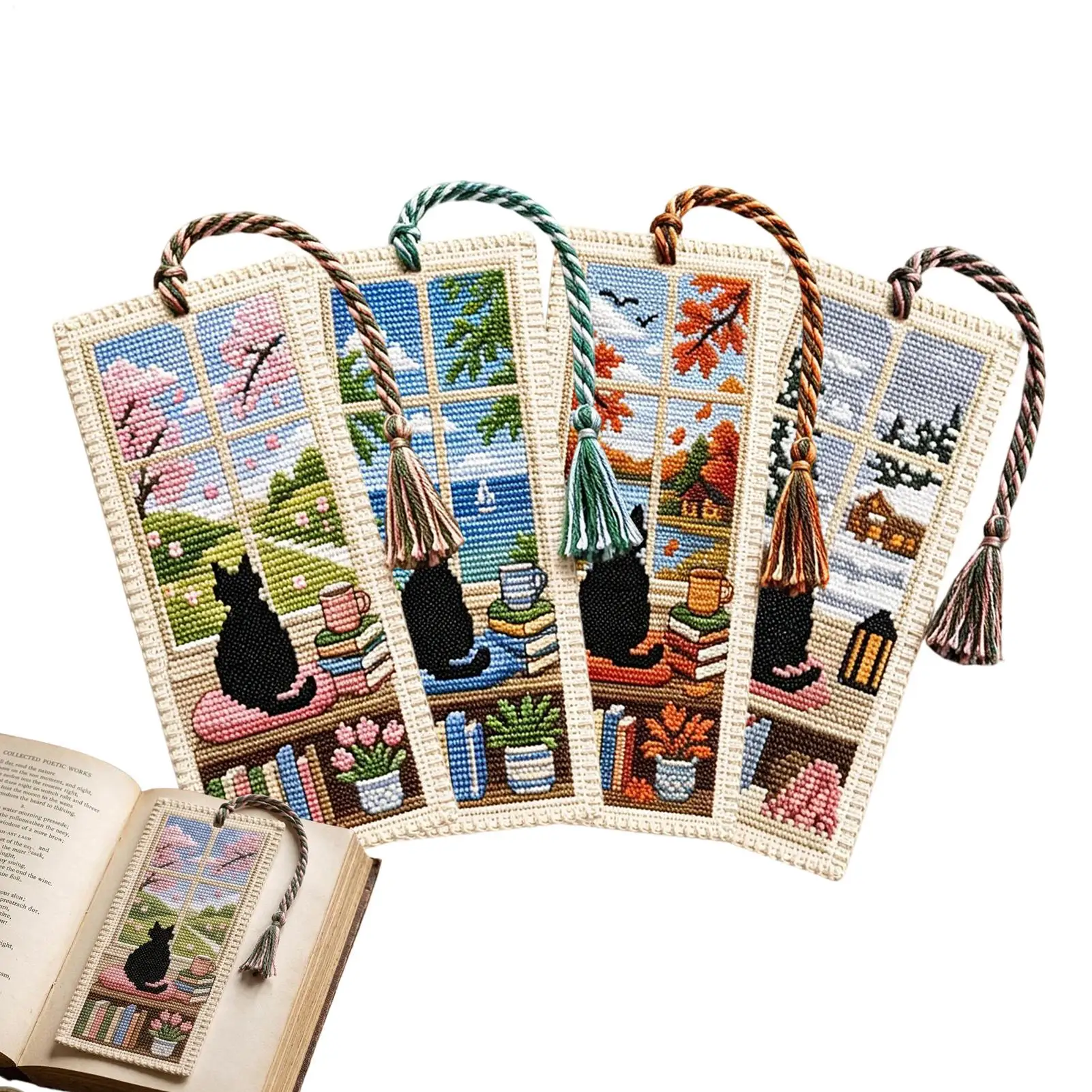 Bookmarks For Book Lovers Cross Stitching Four Seasons Cat Themed Reading Companion Embroidery Page Marker For Teachers
Bookmarks For Book Lovers Cross Stitching Four Seasons Cat Themed Reading Companion Embroidery Page Marker For Teachers