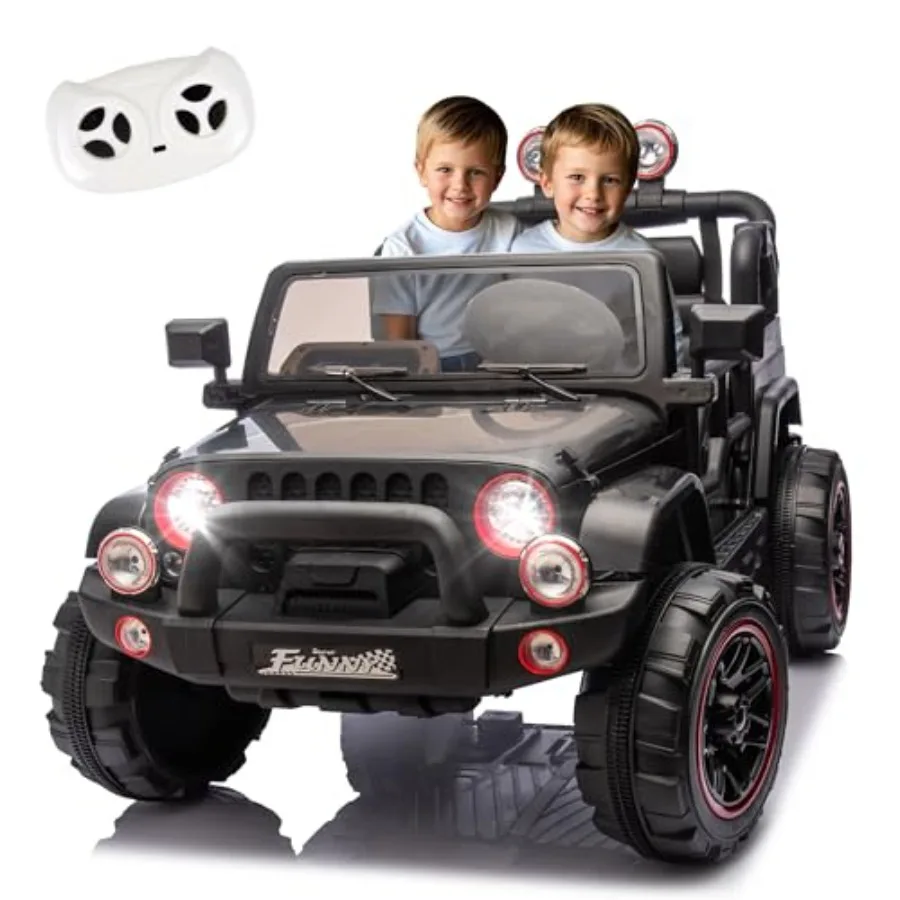 24V two-seater ride-on jeep car for outdoor play, durable ABS plastic body in black, powerful motor with parental remote contro
24V two-seater ride-on jeep car for outdoor play, durable ABS plastic body in black, powerful motor with parental remote contro