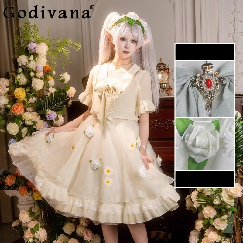 Women Lolita Princess Dress Bow Collar Flower Cosplay Anime Costume Dress Female Summer Short Sleeve Party Carnival Dress
Women Lolita Princess Dress Bow Collar Flower Cosplay Anime Costume Dress Female Summer Short Sleeve Party Carnival Dress
