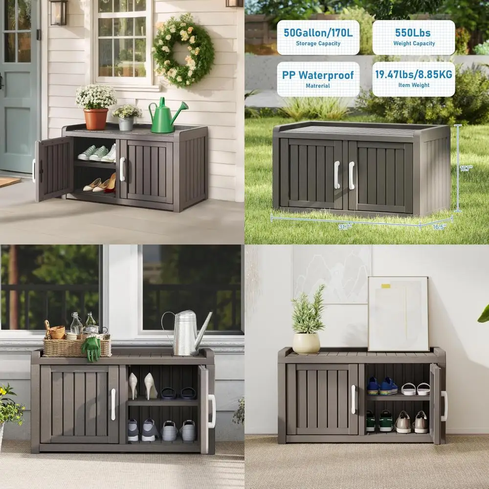 2-Tier Shoe Storage Bench with Adjustable Shelves, Weatherproof for Indoor or Outdoor Use, Ideal for Entryway, Living Room, Bedr
2-Tier Shoe Storage Bench with Adjustable Shelves, Weatherproof for Indoor or Outdoor Use, Ideal for Entryway, Living Room, Bedr