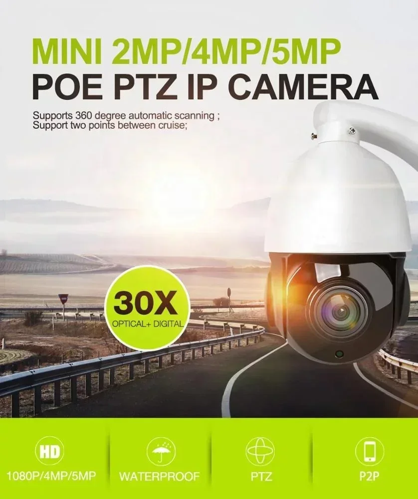 H.265 Mini 4.5 Inch 1080P 2MP 4MP 5MP P2P Outdoor IR Laser Night Vision 30X Zoom Auto Tracking IP Speed Dome PTZ POE Cctv Camera
H.265 Mini 4.5 Inch 1080P 2MP 4MP 5MP P2P Outdoor IR Laser Night Vision 30X Zoom Auto Tracking IP Speed Dome PTZ POE Cctv Camera