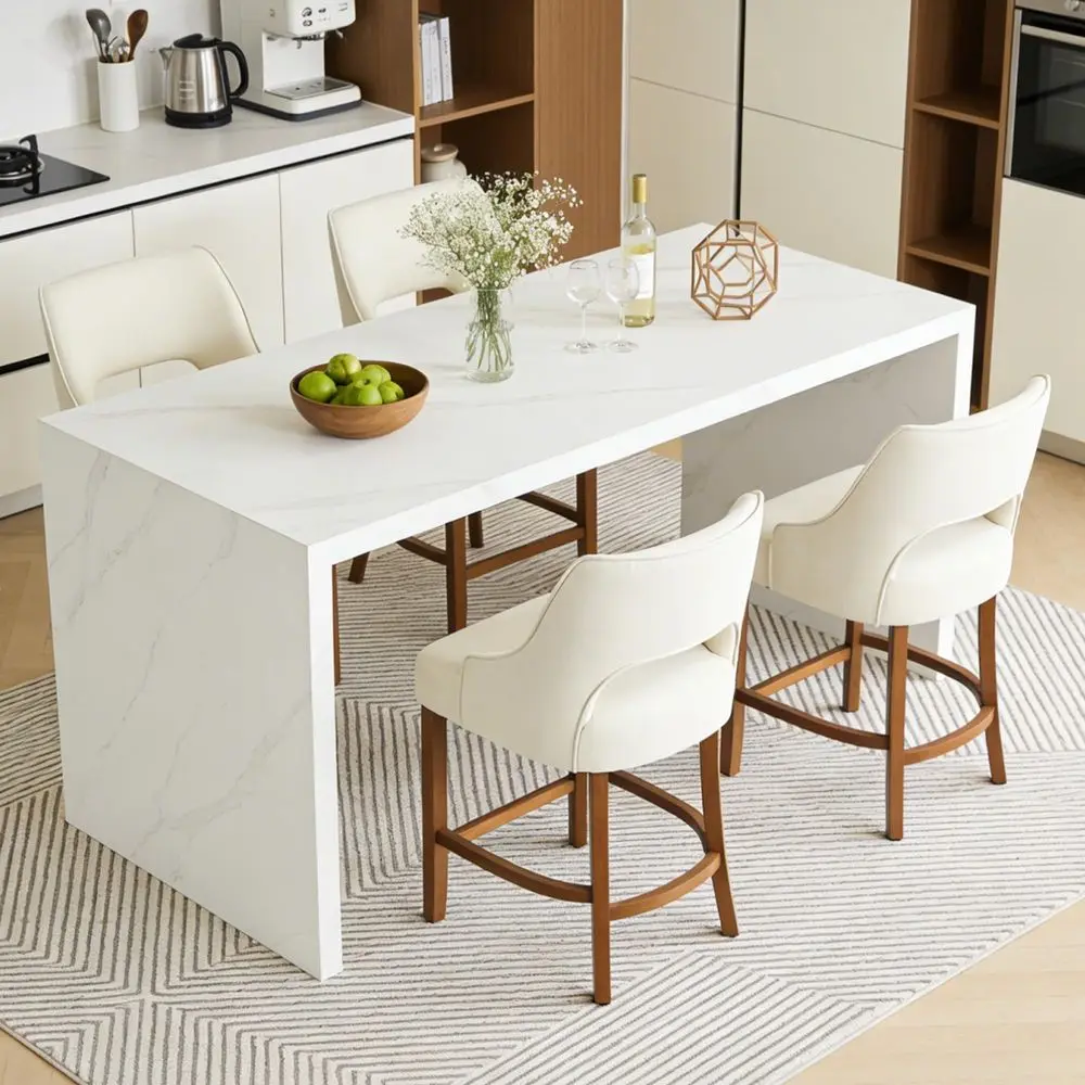 Bar Stools Set of 4, 26 H Counter Height Bar Stools with Backs, Modern holstered Accent Barstools with Curved Footrest for Ki
Bar Stools Set of 4, 26 H Counter Height Bar Stools with Backs, Modern holstered Accent Barstools with Curved Footrest for Ki