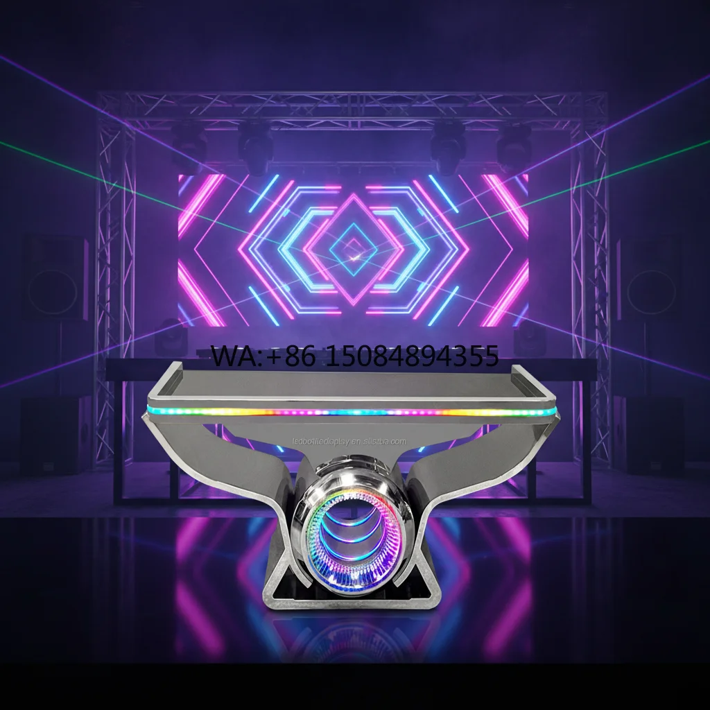 LiqVis Portable Modern Luxury Custom Logo Mirror Stainless Steel DJ Console Table Colorful LED IP67 Protection Stage DJ Booth
LiqVis Portable Modern Luxury Custom Logo Mirror Stainless Steel DJ Console Table Colorful LED IP67 Protection Stage DJ Booth