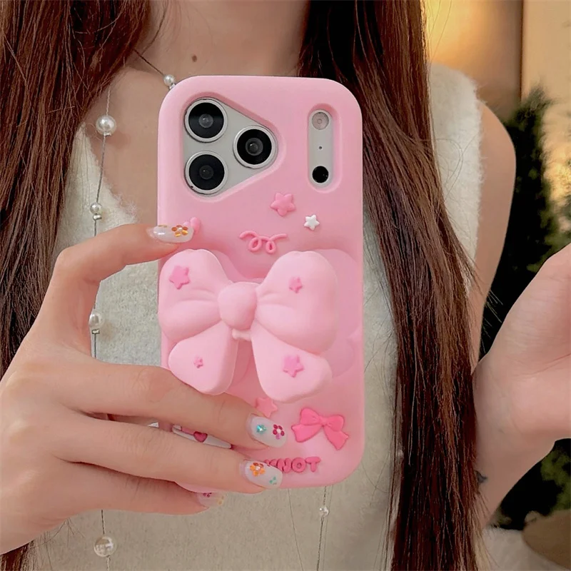 Kawaii Cartoon 3D Bowknot Stand Phone Case For iPhone 17 Pro 16 Plus 15 14 13 Pro Max Cover Soft Silicone Shockproof Cute Cases
Kawaii Cartoon 3D Bowknot Stand Phone Case For iPhone 17 Pro 16 Plus 15 14 13 Pro Max Cover Soft Silicone Shockproof Cute Cases