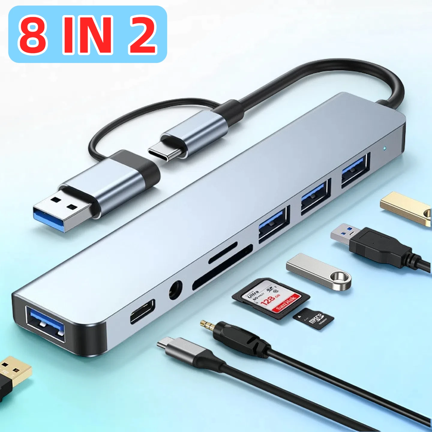 8-IN-2 USB hub 3.0 USB C hub dock station 5Gbps High Speed Transmission USB Splitter Type C to USB OTG Adapter For Macbook Pro
8-IN-2 USB hub 3.0 USB C hub dock station 5Gbps High Speed Transmission USB Splitter Type C to USB OTG Adapter For Macbook Pro