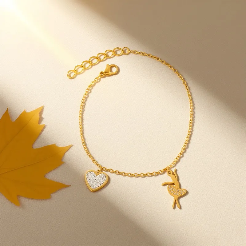 Летний модный браслет из титановой стали с бриллиантами в форме персикового сердца, нишевый аксессуар для женщин
Летний модный браслет из титановой стали с бриллиантами в форме персикового сердца, нишевый аксессуар для женщин