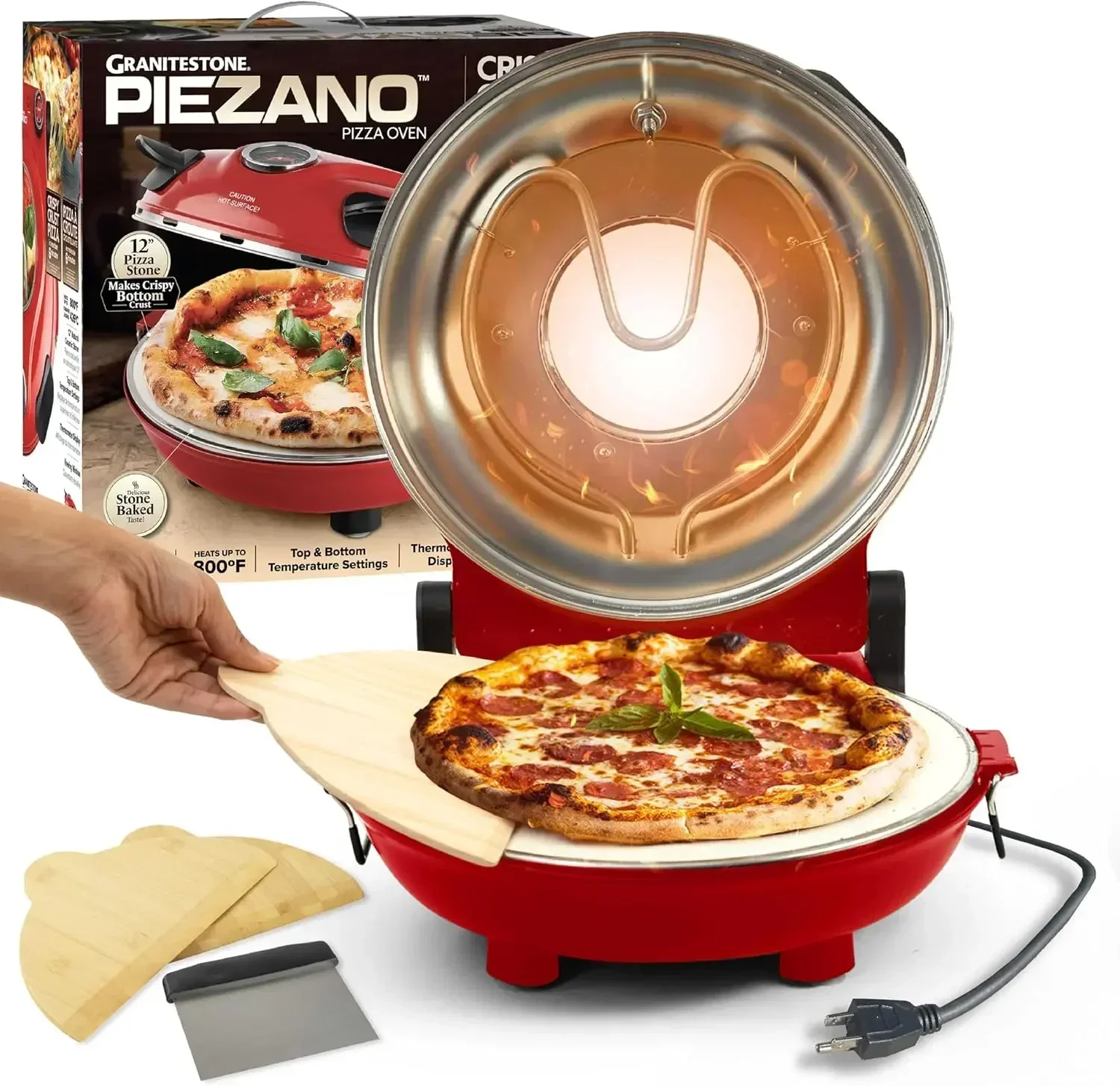 Crispy Crust Pizza Oven by Granitestone – 12 Inch Electric Pizza Oven Indoor Countertop Maker with Ceramic Stone Heats up to
Crispy Crust Pizza Oven by Granitestone – 12 Inch Electric Pizza Oven Indoor Countertop Maker with Ceramic Stone Heats up to