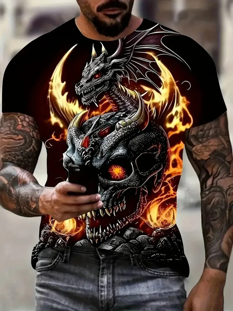 Mens Dragon Print T-Shirt Stylish Streetwear Crew Neck Comfortable Short Sleeves Breathable for Summer Casual Everyday T-Shirt
Mens Dragon Print T-Shirt Stylish Streetwear Crew Neck Comfortable Short Sleeves Breathable for Summer Casual Everyday T-Shirt