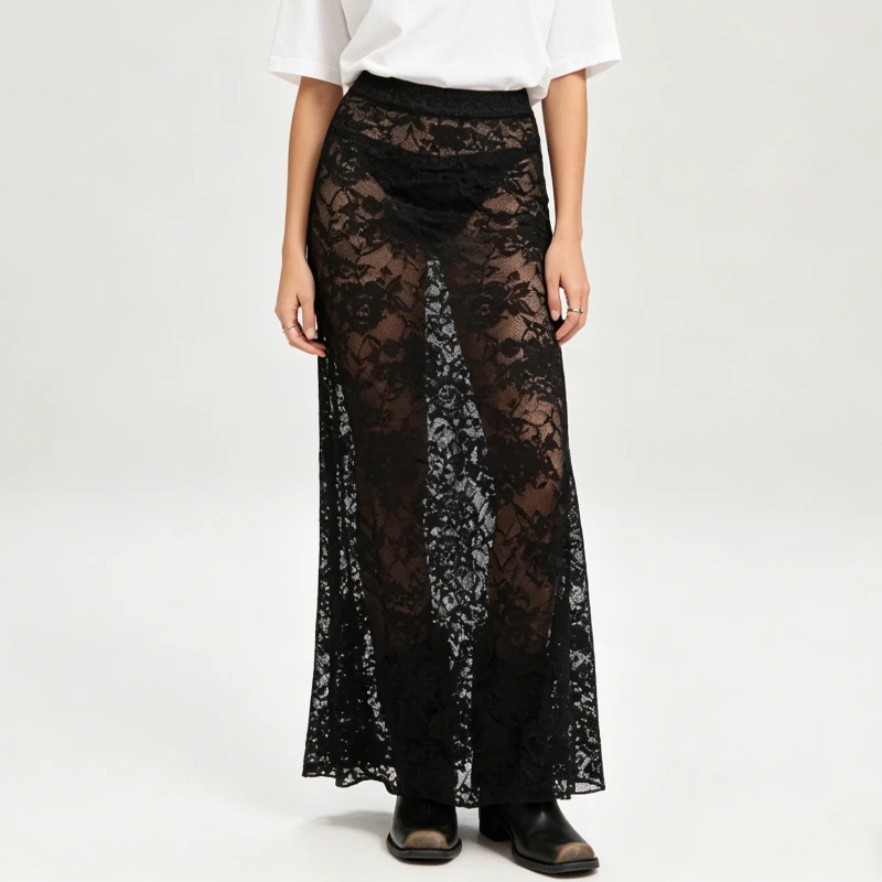 New Fashion Summer Lace Mesh Embroidery Hollow Black Women's Slim-fitting Skirt Sexy Waist Straight Casual Women's Long Skirt
New Fashion Summer Lace Mesh Embroidery Hollow Black Women's Slim-fitting Skirt Sexy Waist Straight Casual Women's Long Skirt