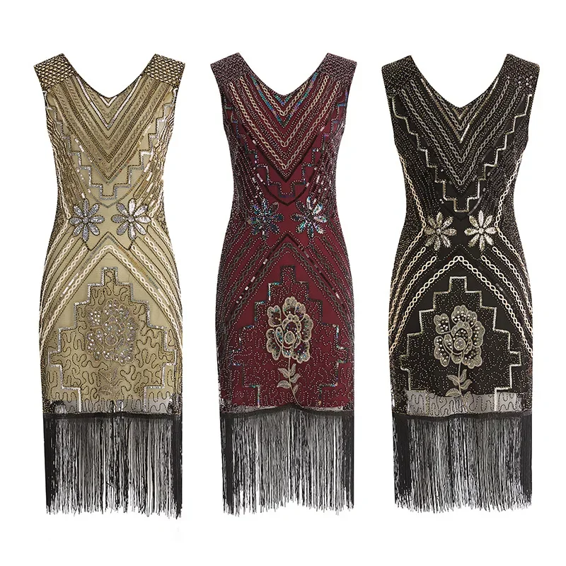 Womens Sequin Vintage Dress Fringe Embellished Flapper Great Gatsby Tassel Party V-Neck Sleeveless Vestidos Dresses
Womens Sequin Vintage Dress Fringe Embellished Flapper Great Gatsby Tassel Party V-Neck Sleeveless Vestidos Dresses