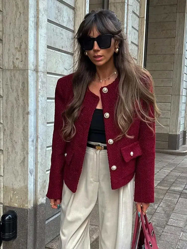 Autumn Winter O Neck Long Sleeve Single Breasted Short Coat Fashion Basic Solid Flip Pocket Jacket New Lady High Streetwear
Autumn Winter O Neck Long Sleeve Single Breasted Short Coat Fashion Basic Solid Flip Pocket Jacket New Lady High Streetwear