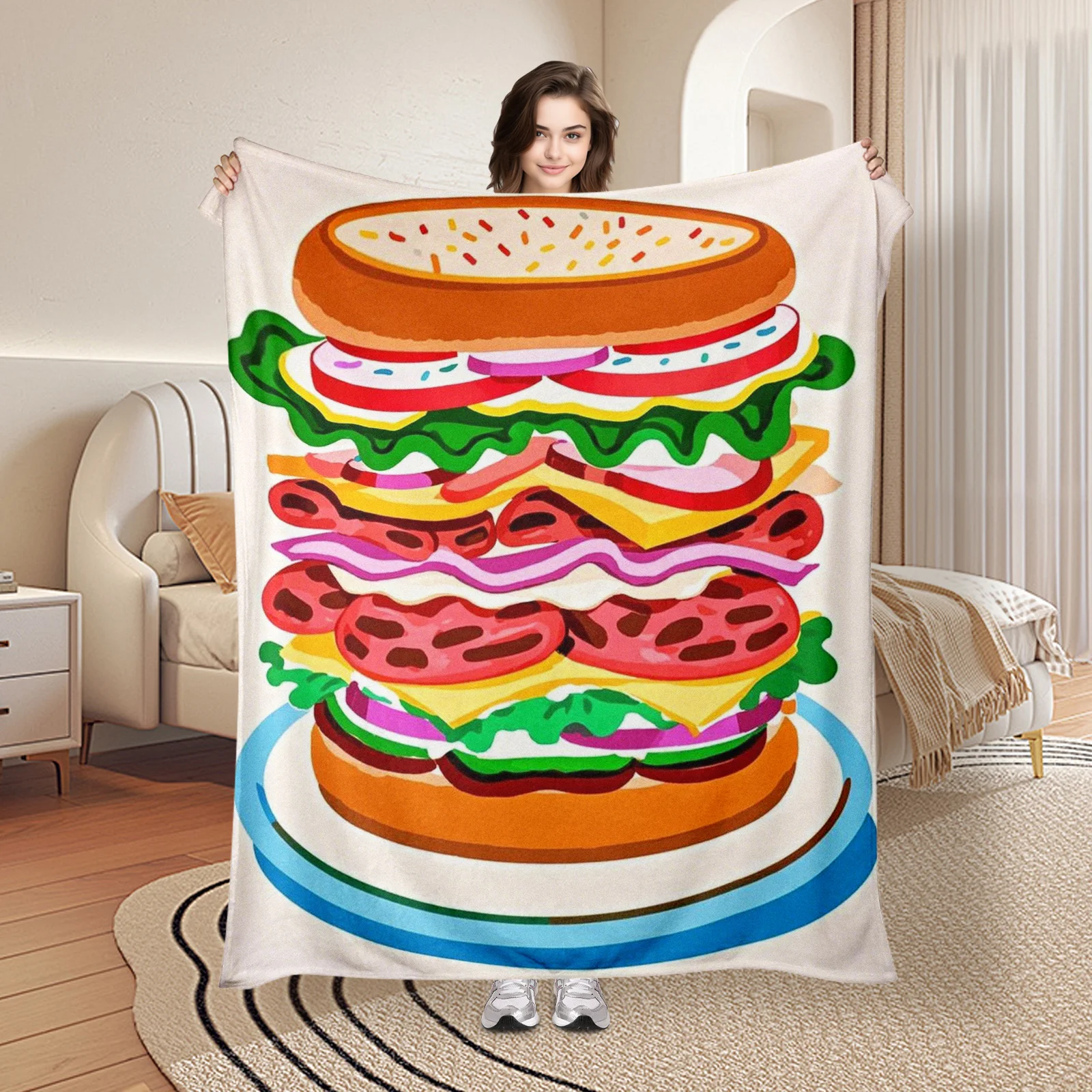 Abstract Sandwich With Vegetables And Plate Design Cozy Blanket Unique Gift Idea Warm Throw Home Decor Artistic Theme Pattern
Abstract Sandwich With Vegetables And Plate Design Cozy Blanket Unique Gift Idea Warm Throw Home Decor Artistic Theme Pattern