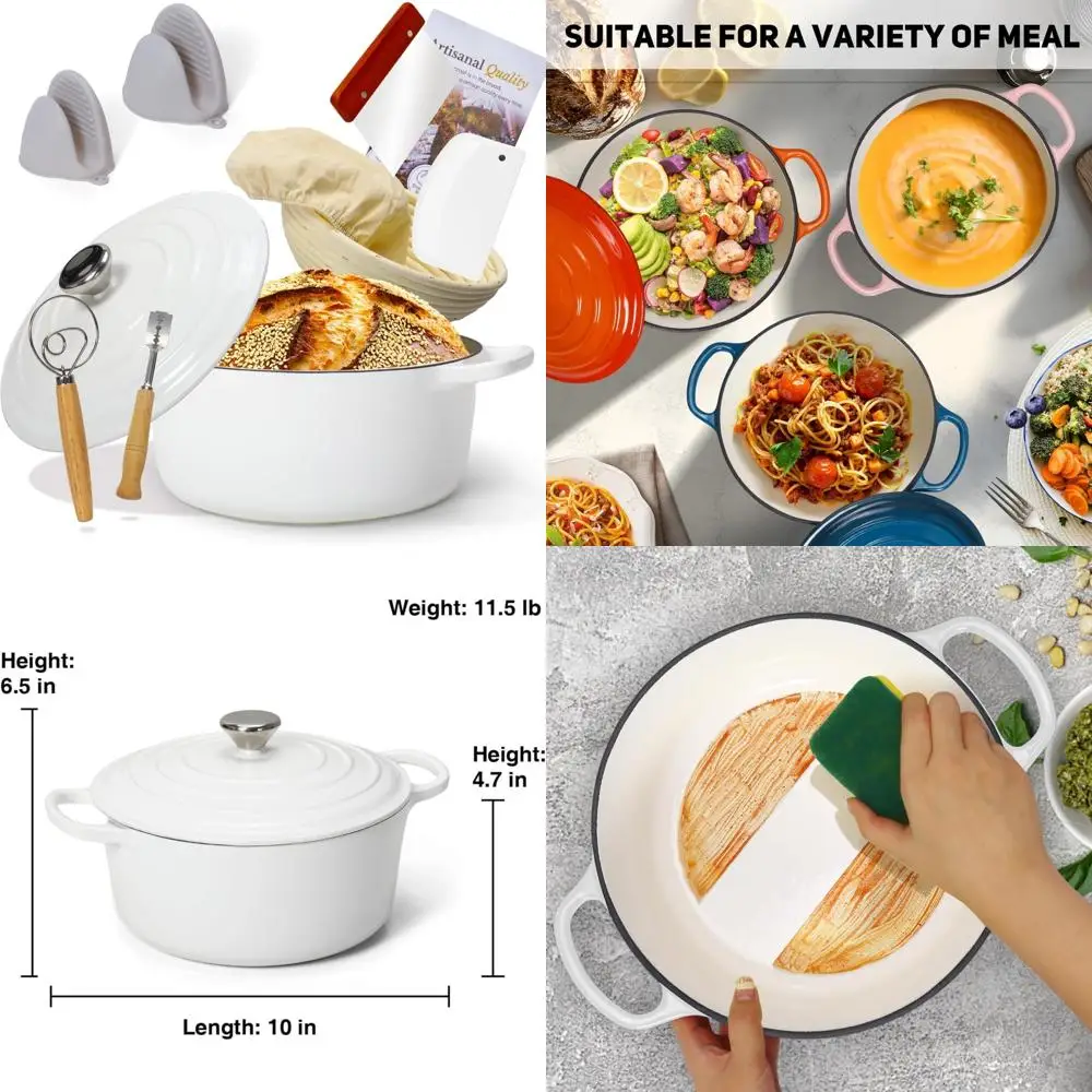 Enameled Cast Iron Bread Oven with Proofing Basket - Heavy-Duty Cookware for Baking and Making Bread, Perfect for Homemade Braid
Enameled Cast Iron Bread Oven with Proofing Basket - Heavy-Duty Cookware for Baking and Making Bread, Perfect for Homemade Braid