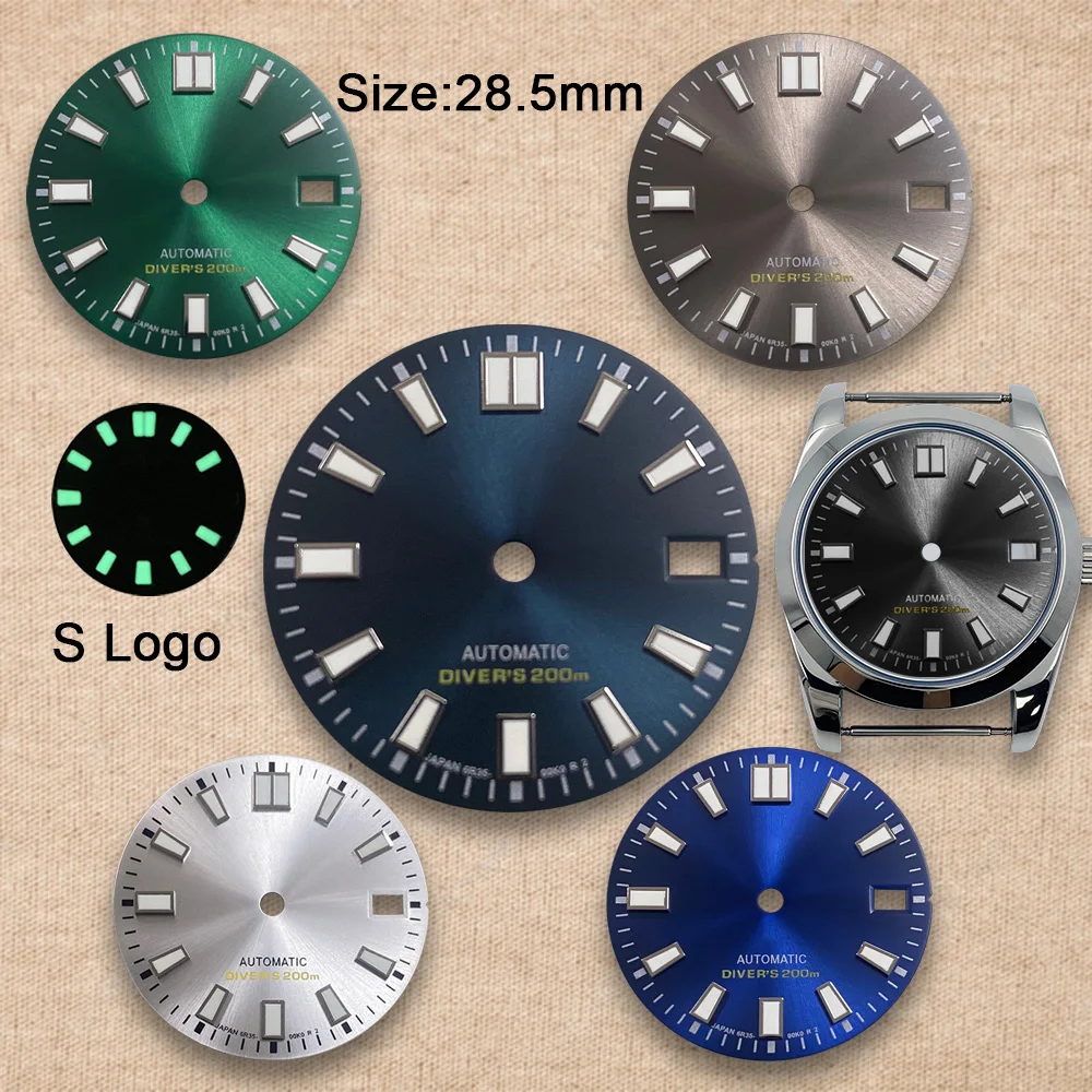 High Quality 28.5mm S Logo Sunray Dial Fit NH35/NH36/4R/7S Japan Movement C3 Green Luminous Watch Modification Accessories
High Quality 28.5mm S Logo Sunray Dial Fit NH35/NH36/4R/7S Japan Movement C3 Green Luminous Watch Modification Accessories