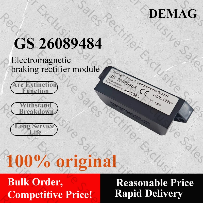 Demag Motor GS26089484 110...500V Motor Brake Rectifier
Demag Motor GS26089484 110...500V Motor Brake Rectifier
