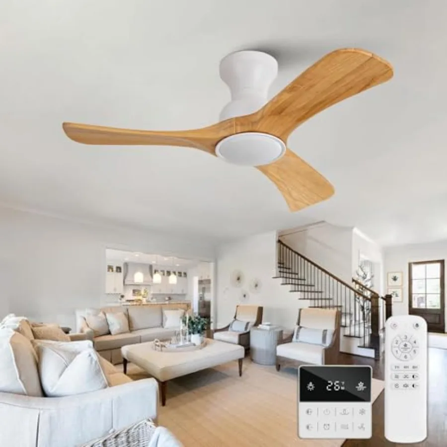 Bedroom patio indoor flush mount ceiling fan with 36-inch solid wood blades, remote control and wall switch, dimmable light, re
Bedroom patio indoor flush mount ceiling fan with 36-inch solid wood blades, remote control and wall switch, dimmable light, re