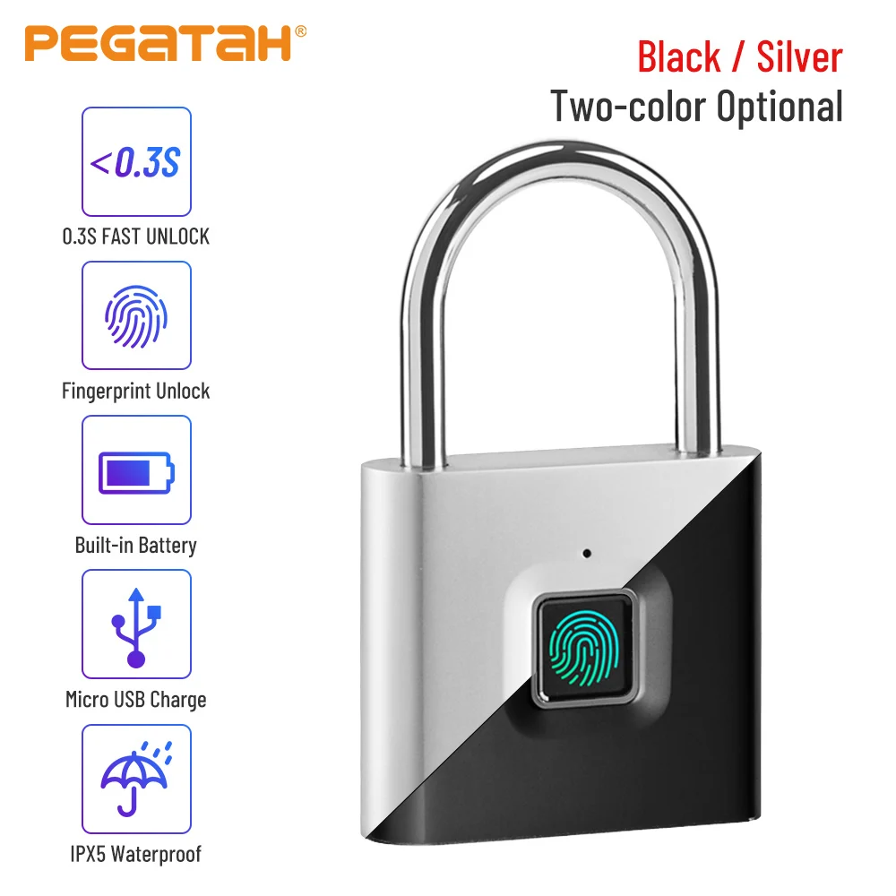 Fingerprint Padlock Waterproof Keyless Mini Door Lock USB Rechargeable Fingerprint/APP Unlock Zinc Alloy Metal Smart Lock
Fingerprint Padlock Waterproof Keyless Mini Door Lock USB Rechargeable Fingerprint/APP Unlock Zinc Alloy Metal Smart Lock