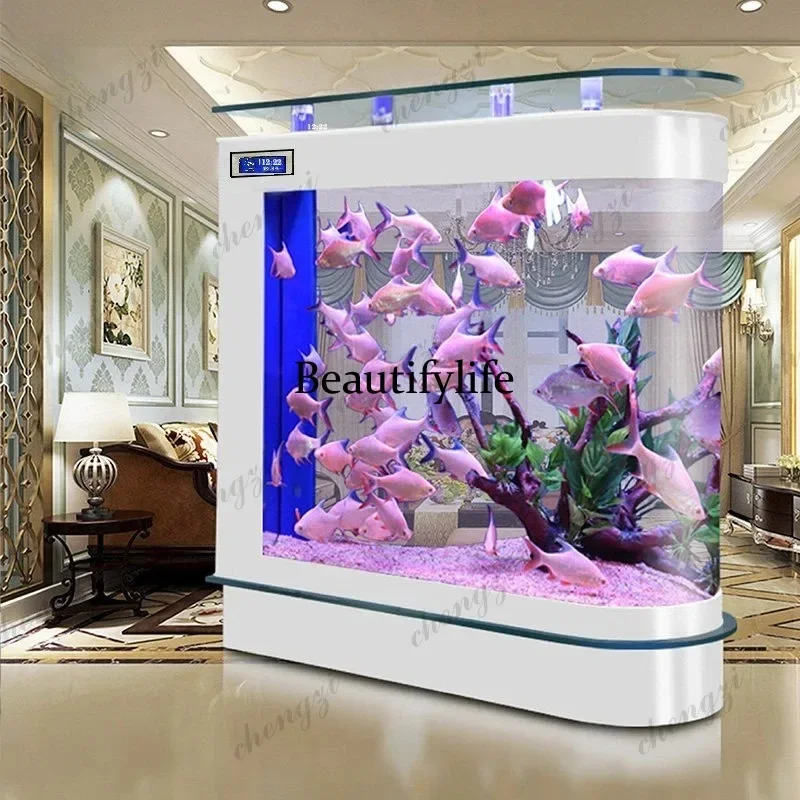 HR NQ Bullet Head Curved Glass Aquarium, Customizable Bottom Filter Eco Tank No Water Change Partition Fish Tank for Living Room
HR NQ Bullet Head Curved Glass Aquarium, Customizable Bottom Filter Eco Tank No Water Change Partition Fish Tank for Living Room
