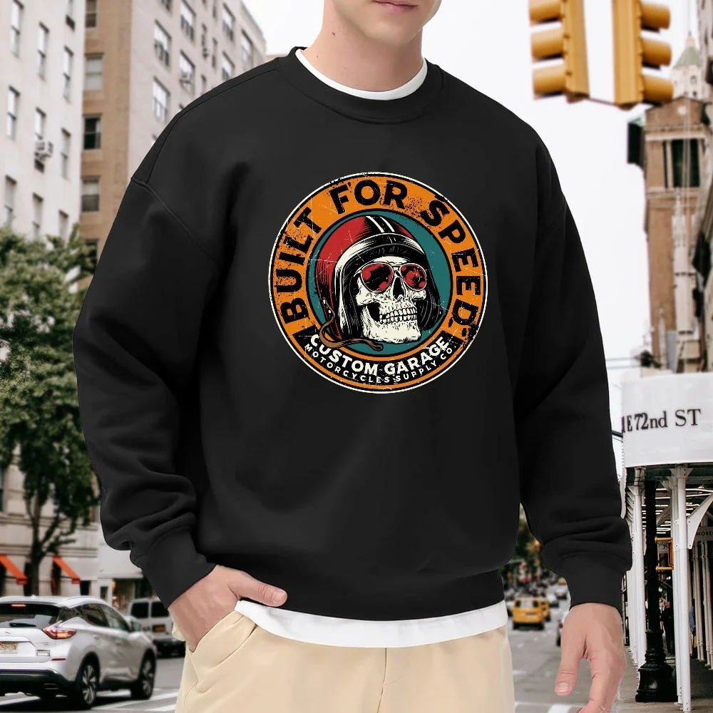 Men's Black Crew Neck Loose Sweatshirt, Vintage Skull Letter Print Top, Street Fashion Casual Versatile, Comfortable for Daily Outings and Sports
Men's Black Crew Neck Loose Sweatshirt, Vintage Skull Letter Print Top, Street Fashion Casual Versatile, Comfortable for Daily Outings and Sports