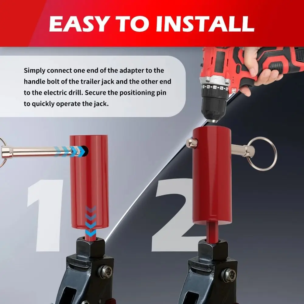 Heavy Duty Trailer Jack Drill Adapter Tool Fast Lifting Durable Power Drill Crank Handle Effortless Drill Attachment
Heavy Duty Trailer Jack Drill Adapter Tool Fast Lifting Durable Power Drill Crank Handle Effortless Drill Attachment