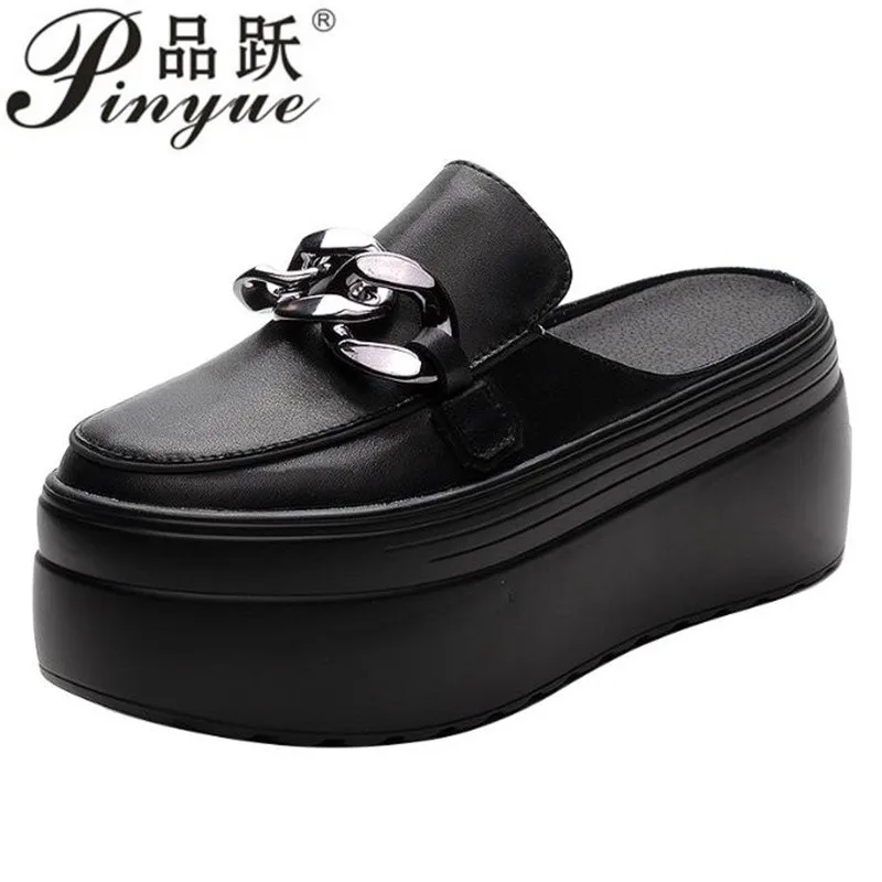 8cm Women dermis Chain Baotou Half Slippers Fashion Summer Thick Sole Heightened Heel Sandals High Heel Slippers 33-39
8cm Women dermis Chain Baotou Half Slippers Fashion Summer Thick Sole Heightened Heel Sandals High Heel Slippers 33-39