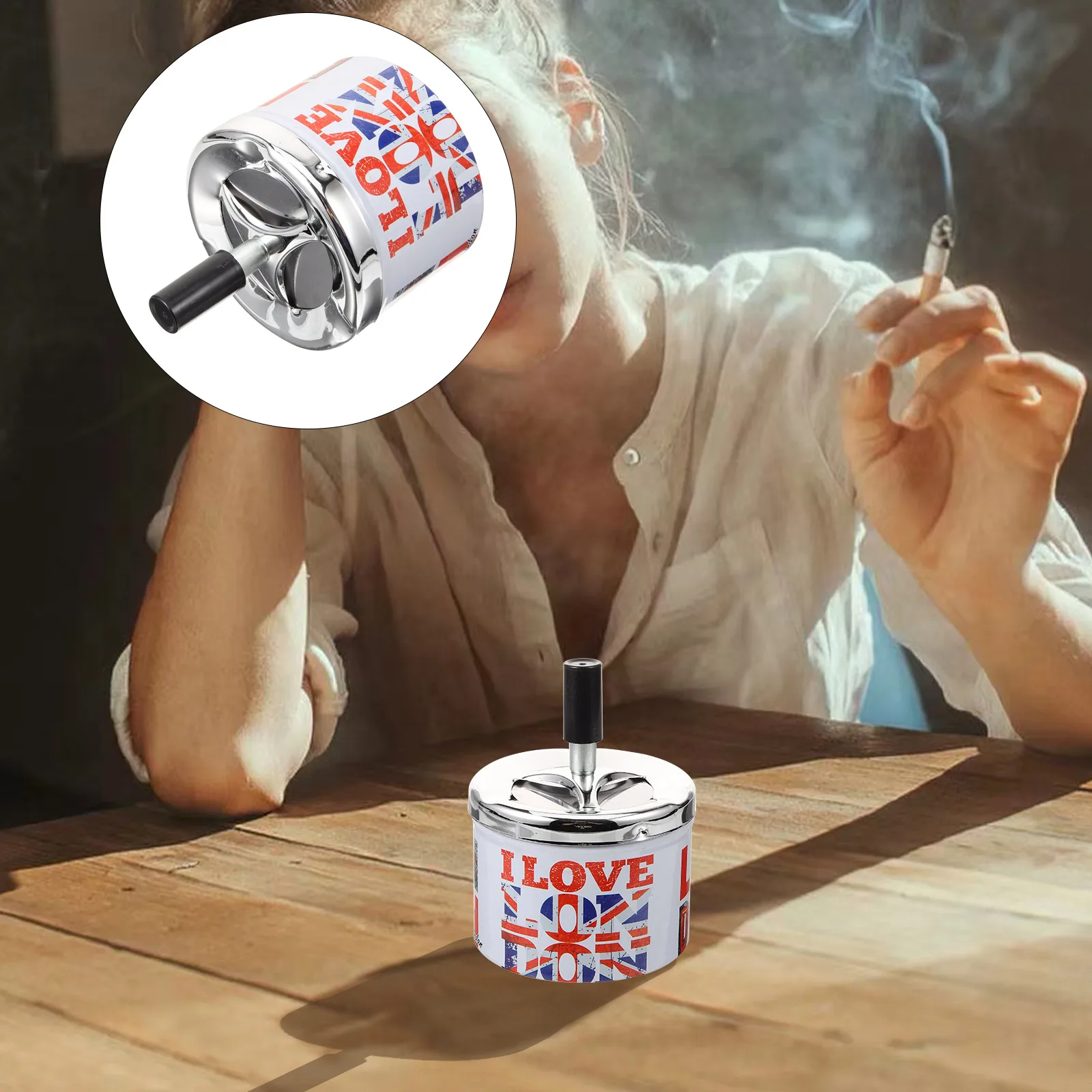 Windproof Ashtray Tinplate Cigarette Tray Home Office Bar Smoke Holder Round Container Automatic Extinguishing Decorative
Windproof Ashtray Tinplate Cigarette Tray Home Office Bar Smoke Holder Round Container Automatic Extinguishing Decorative