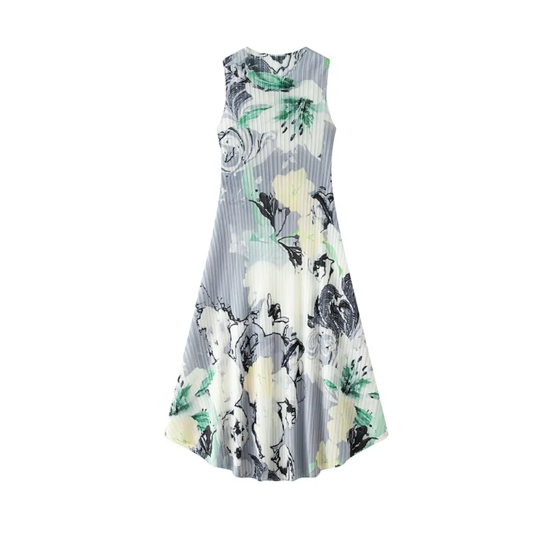 Miyake Pleated French Sleeveless Dress, Loose, Casual, Fashionable, Seaside Vacation Style, Printed Long Skirt, Women's Summer
Miyake Pleated French Sleeveless Dress, Loose, Casual, Fashionable, Seaside Vacation Style, Printed Long Skirt, Women's Summer