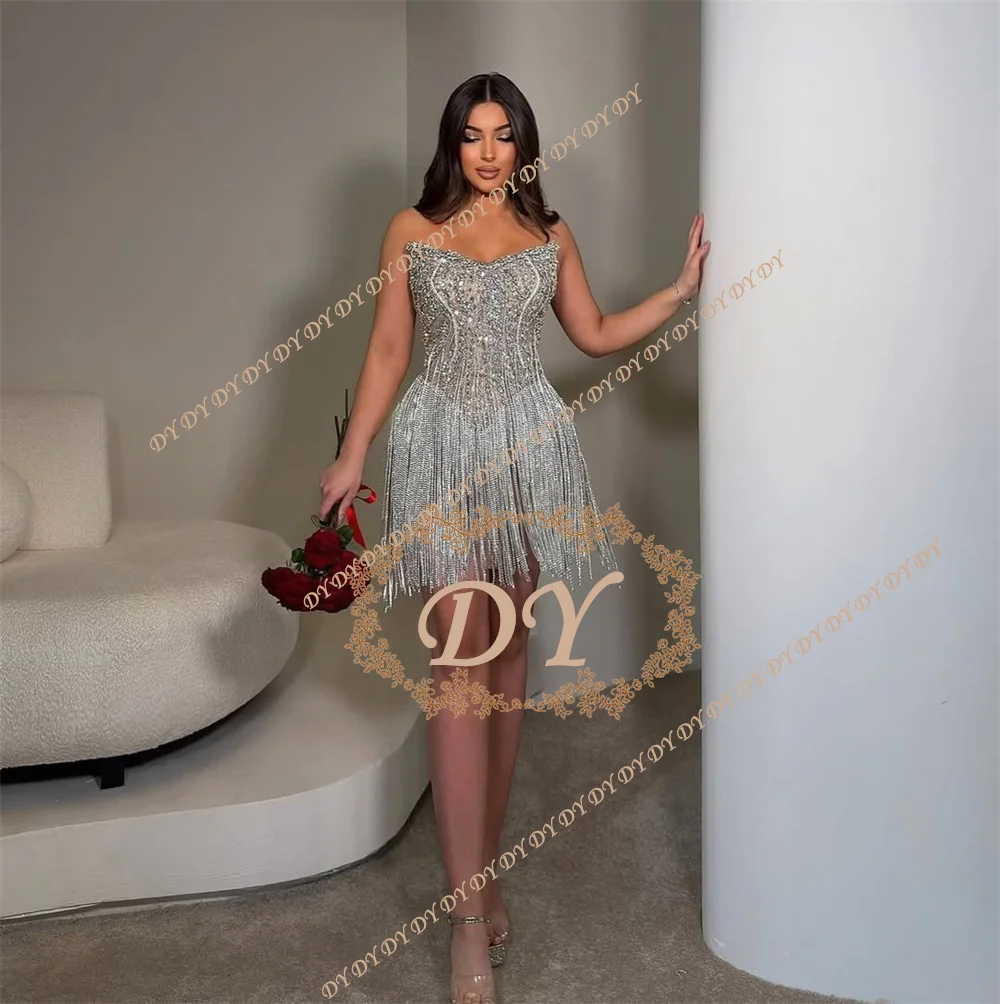 DY Luxury Crystals Short Prom Cocktail Dress Glitter Tassels Women's Mini Evening Homecoming Gowns Customized Lace-up Back
DY Luxury Crystals Short Prom Cocktail Dress Glitter Tassels Women's Mini Evening Homecoming Gowns Customized Lace-up Back