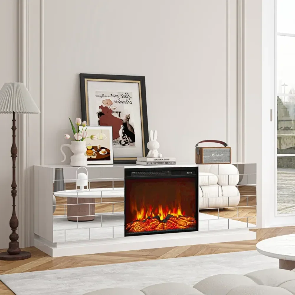 Mirrored Finish Media Console with Fireplace, Ulti Sliding Door TV Cabinet for Living Rooms, Entertainment Console TV Stands
Mirrored Finish Media Console with Fireplace, Ulti Sliding Door TV Cabinet for Living Rooms, Entertainment Console TV Stands