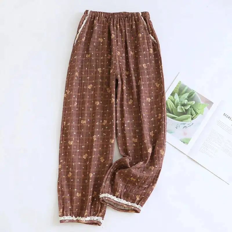 Cotton Double-Layer Fabric Sleeping Loose Lace Edge Spring And Summer Seven Quarter Length Thin Women Pama Pants
Cotton Double-Layer Fabric Sleeping Loose Lace Edge Spring And Summer Seven Quarter Length Thin Women Pama Pants