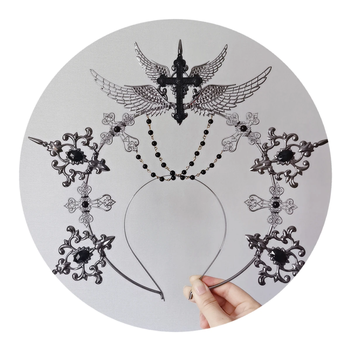 DIY Tiaras Evil queen Dark Fairy Gothic Halo Crown Metal Filigree Dark Witch Halo Headband For women Photoshoot Made To Order
DIY Tiaras Evil queen Dark Fairy Gothic Halo Crown Metal Filigree Dark Witch Halo Headband For women Photoshoot Made To Order