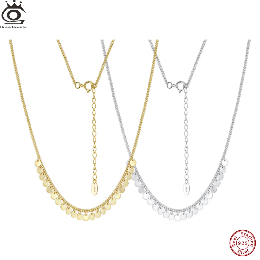ORSA JEWELS Real 925 Sterling Silver Round Disc Necklace Chain for Women Simple Chopin Chain Party Female Choker Jewelry GAN13
ORSA JEWELS Real 925 Sterling Silver Round Disc Necklace Chain for Women Simple Chopin Chain Party Female Choker Jewelry GAN13