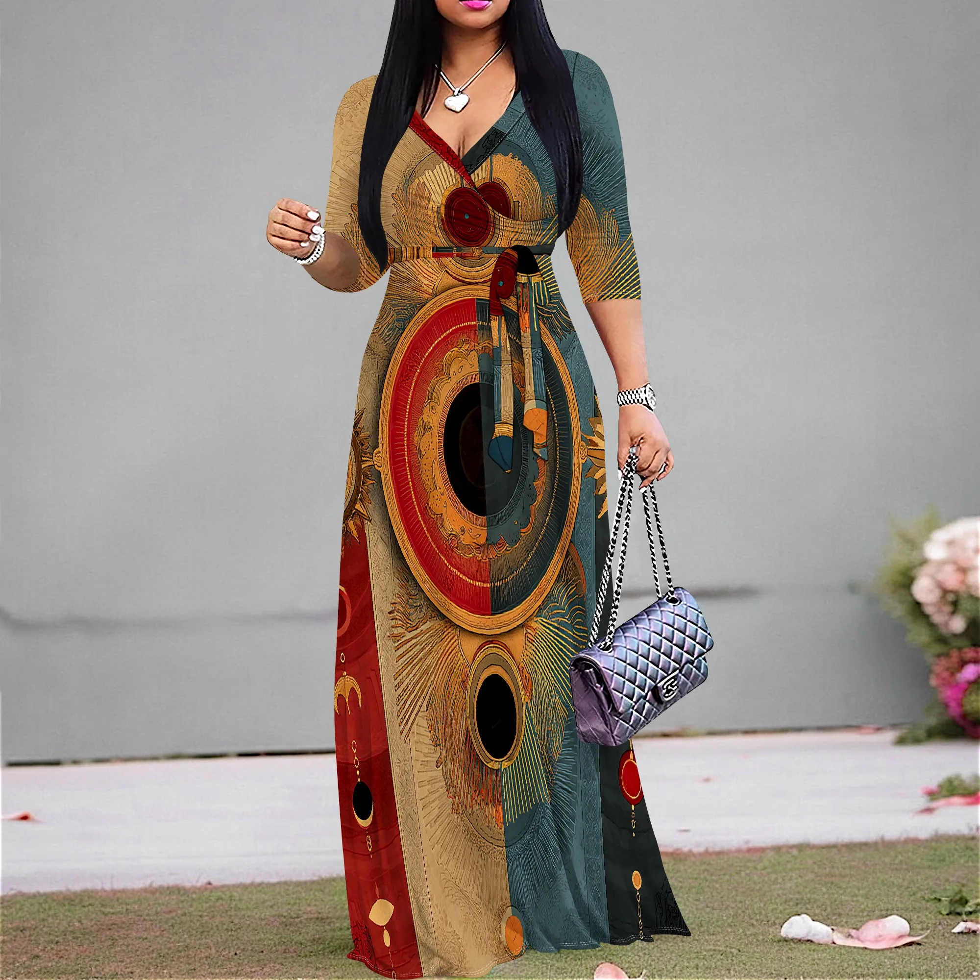 Tribal Sun & Moon Wrap Dress S-3XL V-Neck Belted Maxi Style for Afro Art Show, Cultural Festival or Fall Gallery Look
Tribal Sun & Moon Wrap Dress S-3XL V-Neck Belted Maxi Style for Afro Art Show, Cultural Festival or Fall Gallery Look
