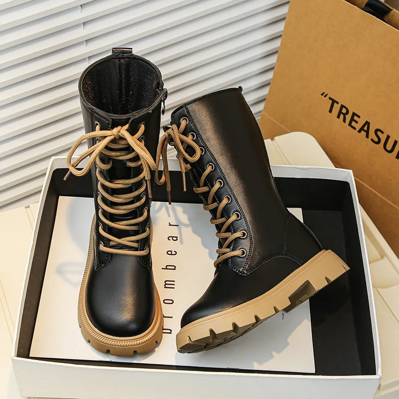 Детские черные кожаные сапоги до колена, модная обувь на толстой подошве с боковой молнией для детей, зимняя теплая обувь для девочек и детей
Детские черные кожаные сапоги до колена, модная обувь на толстой подошве с боковой молнией для детей, зимняя теплая обувь для девочек и детей