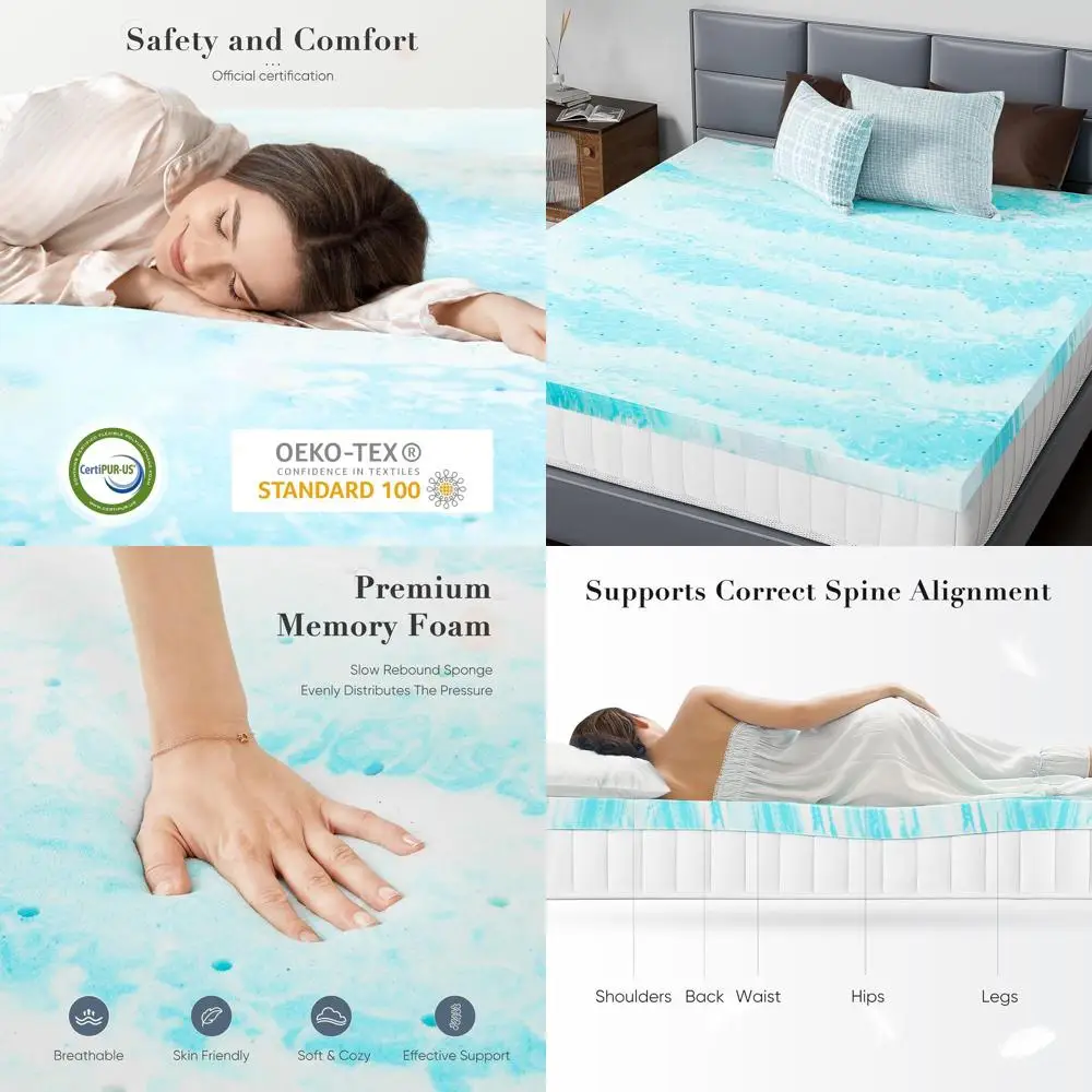 King Size 3 Gel Memory Foam Mattress Topper - Blue Soft Support for Back Pain Relief, RV & Camper, CertiPUR-US Certified
King Size 3 Gel Memory Foam Mattress Topper - Blue Soft Support for Back Pain Relief, RV & Camper, CertiPUR-US Certified