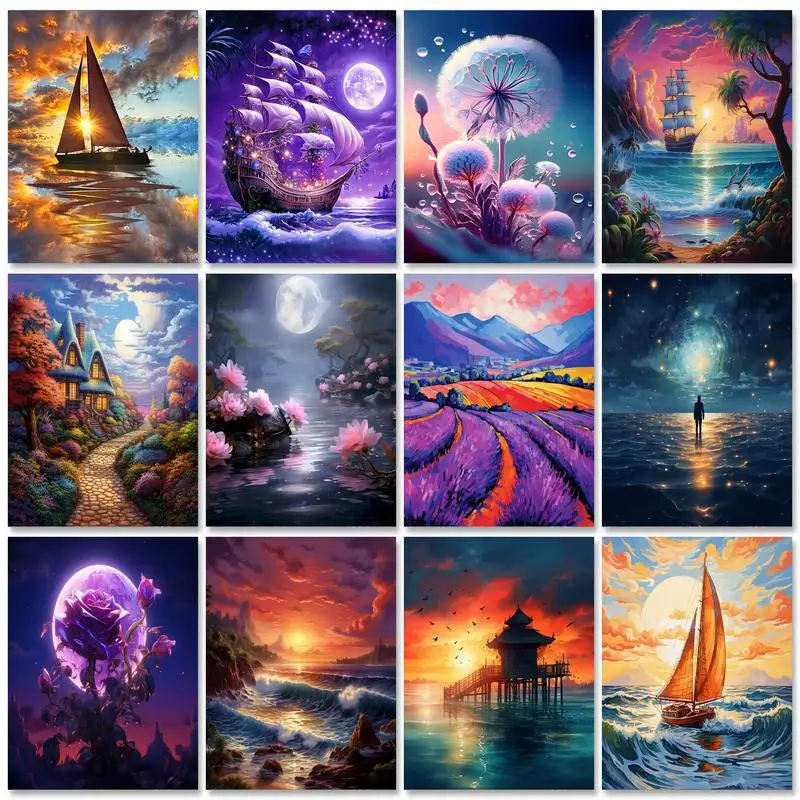 GATYZTORY Diamond Embroidery Sale Purple Moon Landscape Handmade 5d Diy Painting Sailboats Home Decor Needlework Diy Gift Art
GATYZTORY Diamond Embroidery Sale Purple Moon Landscape Handmade 5d Diy Painting Sailboats Home Decor Needlework Diy Gift Art