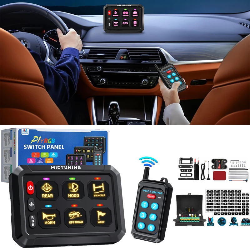 MICTUNING RGB P1Y 6 Gang Switch Panel with Wireless Remote Control Relay System Box Toggle Switch Momentary For Truck RV Offroad
MICTUNING RGB P1Y 6 Gang Switch Panel with Wireless Remote Control Relay System Box Toggle Switch Momentary For Truck RV Offroad
