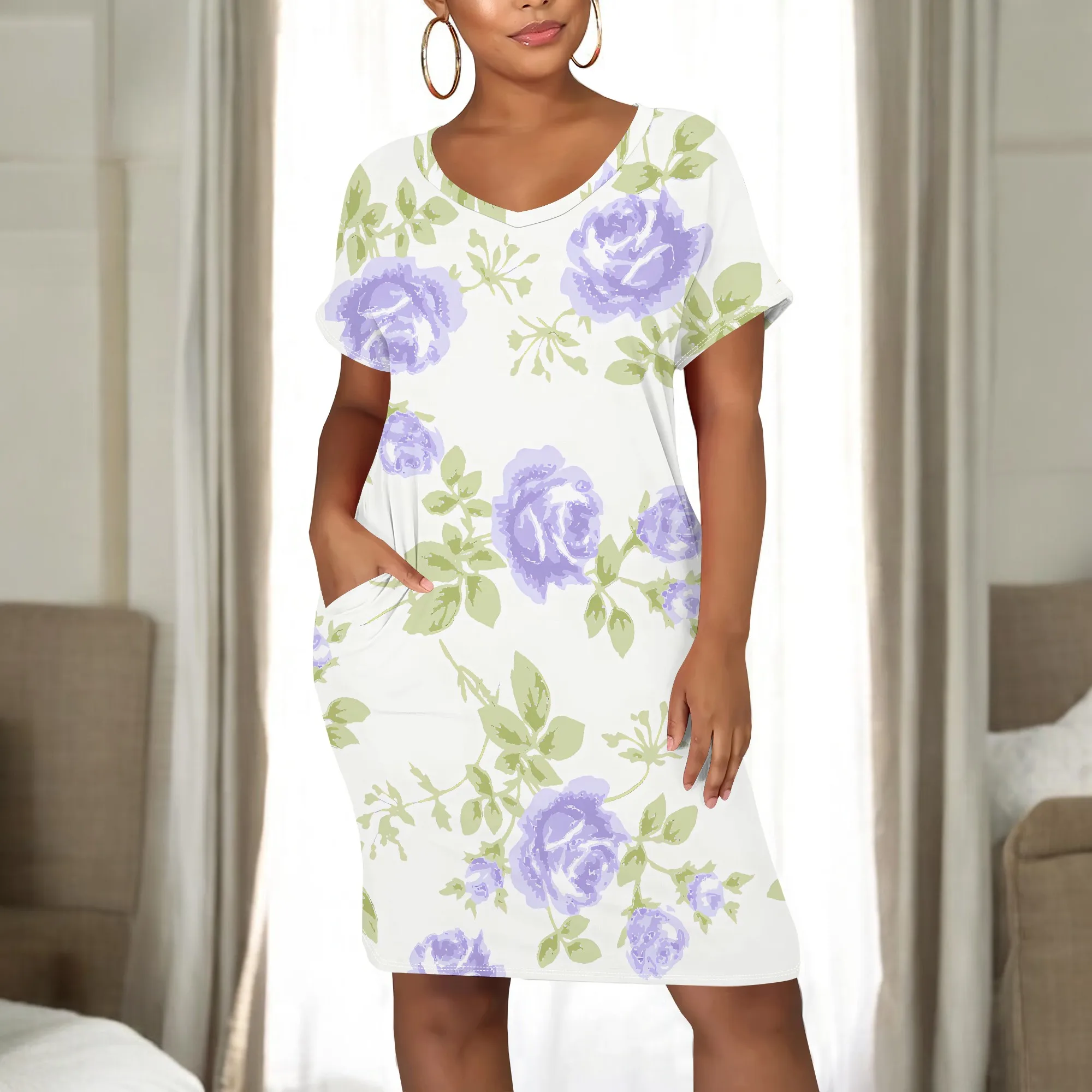 Women's Summer Fashion Printed Round Neck Maxi Dress for Women Short Sleeve Long Loose Casual Midi Dresses With Pocket
Women's Summer Fashion Printed Round Neck Maxi Dress for Women Short Sleeve Long Loose Casual Midi Dresses With Pocket