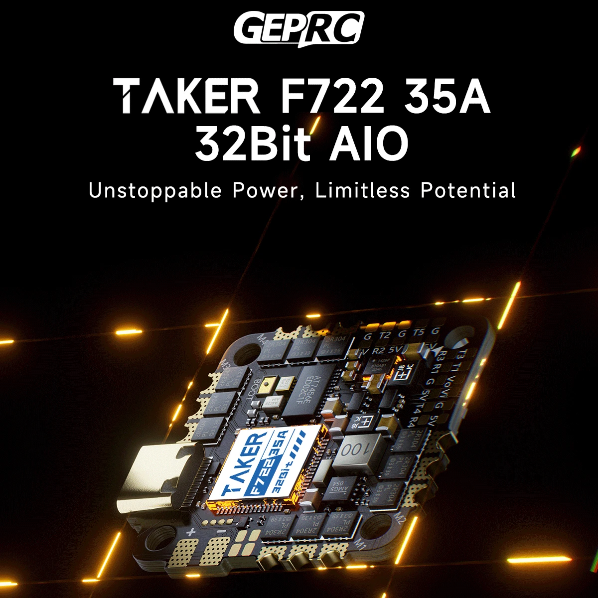 GEPRC TAKER F722 35A 32Bit AIO All-In-One Flight Controller, 9.3g Lightweight 25.5x25.5mm Mount for 3-5 Inch FPV
GEPRC TAKER F722 35A 32Bit AIO All-In-One Flight Controller, 9.3g Lightweight 25.5x25.5mm Mount for 3-5 Inch FPV