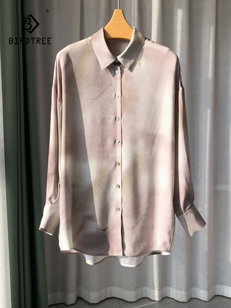BirdTree-20MM 100% Silk Elegant Shirt, Women Long Sleeve Lapel Ink Wash Print, French Retro Loose Blouse, 2025 Spring T51809CC
BirdTree-20MM 100% Silk Elegant Shirt, Women Long Sleeve Lapel Ink Wash Print, French Retro Loose Blouse, 2025 Spring T51809CC