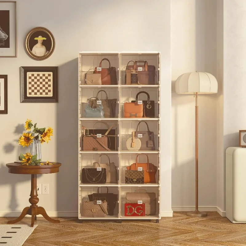 Cubbies Handbag Storage Organizer for Closet,Purse Storage Organizer,Shoe&Boots Cabinet Storage with Magnetic Door and Wheels
Cubbies Handbag Storage Organizer for Closet,Purse Storage Organizer,Shoe&Boots Cabinet Storage with Magnetic Door and Wheels